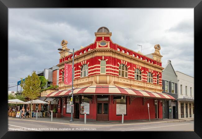 Old orange building at Market st. in Fremantle, Australia.  Framed Print by RUBEN RAMOS