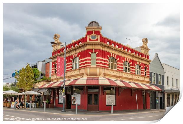 Old orange building at Market st. in Fremantle, Australia.  Print by RUBEN RAMOS
