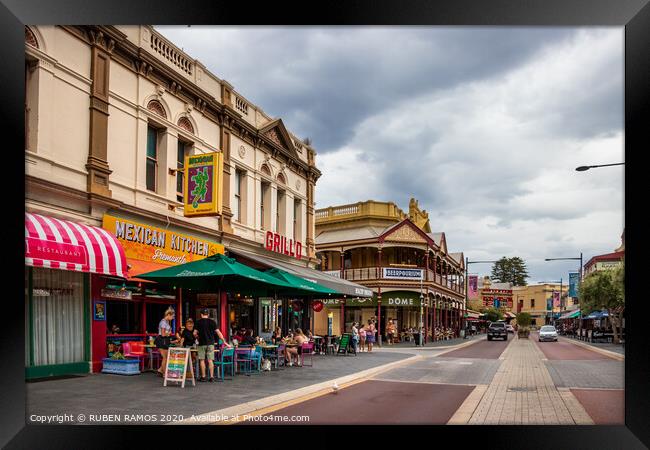 The South Terrace street at Fremantle, Australia. Framed Print by RUBEN RAMOS