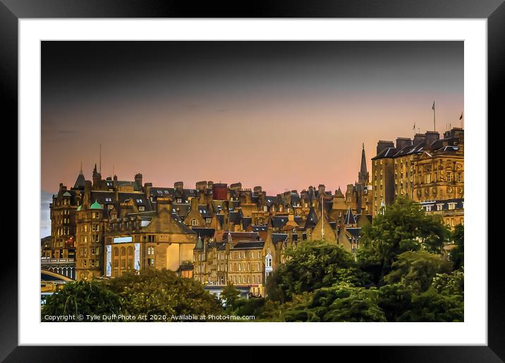 Edinburgh Skyline At Dusk Framed Mounted Print by Tylie Duff Photo Art
