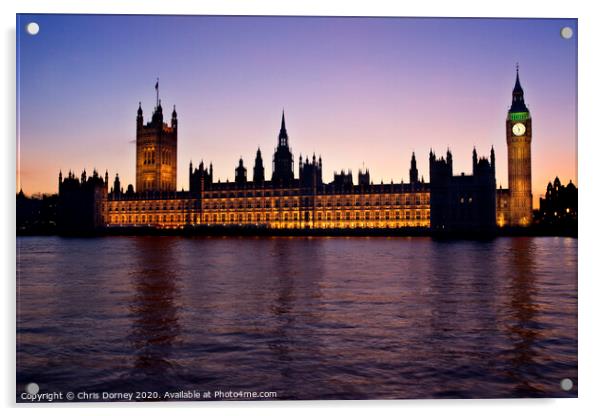 Houses of Parliament at Sunset Acrylic by Chris Dorney