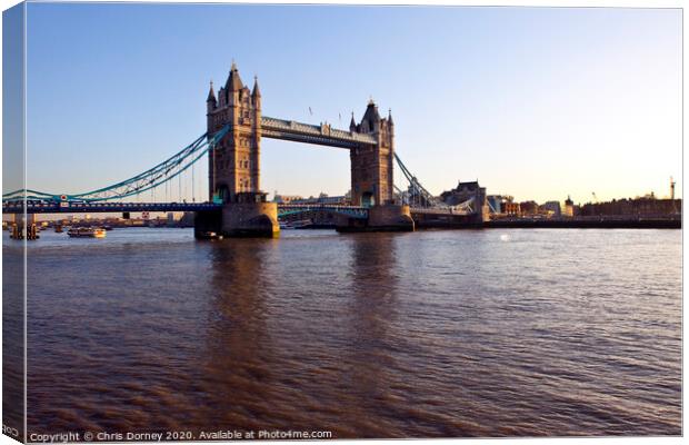 Tower Bridge and The River Thames at Sunset Canvas Print by Chris Dorney