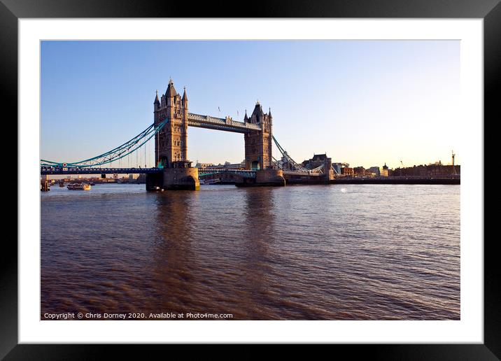 Tower Bridge and The River Thames at Sunset Framed Mounted Print by Chris Dorney
