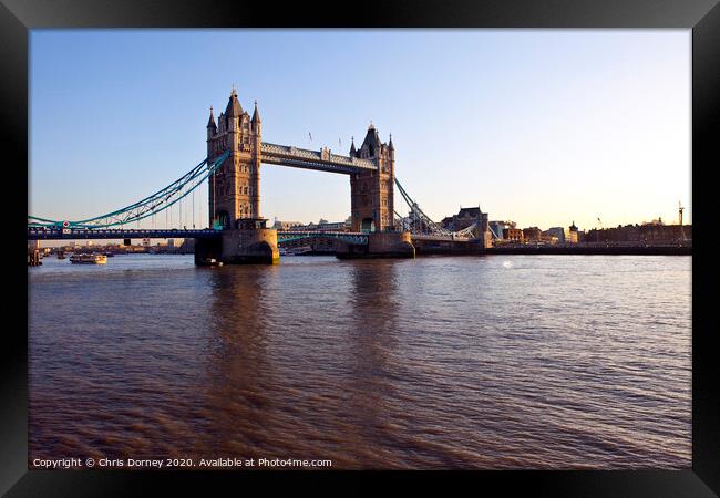 Tower Bridge and The River Thames at Sunset Framed Print by Chris Dorney