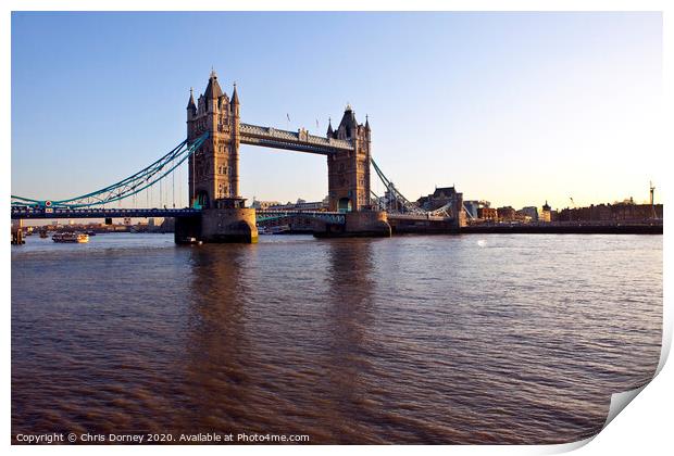 Tower Bridge and The River Thames at Sunset Print by Chris Dorney