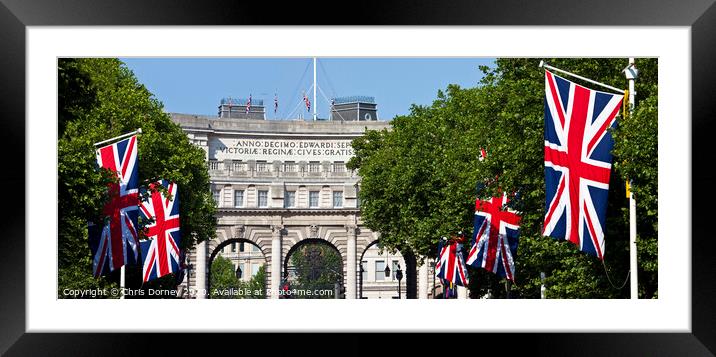 Admiralty Arch and Union Flags in London Framed Mounted Print by Chris Dorney