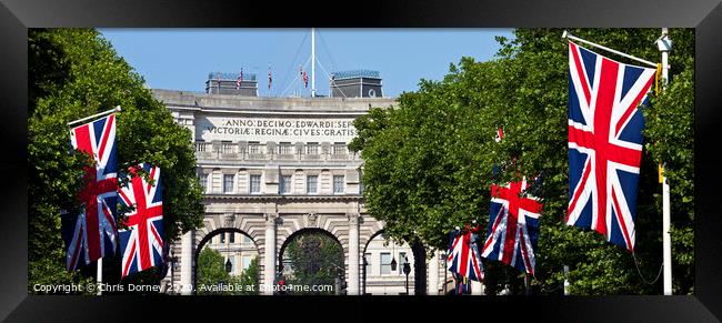 Admiralty Arch and Union Flags in London Framed Print by Chris Dorney