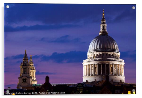 St. Paul's Cathedral at Dusk Acrylic by Chris Dorney