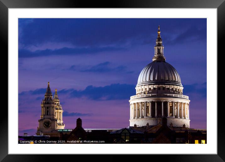St. Paul's Cathedral at Dusk Framed Mounted Print by Chris Dorney