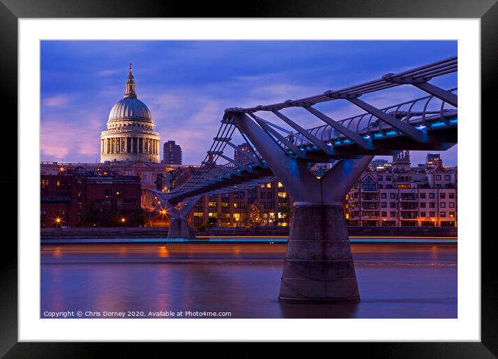 St. Paul's Cathedral and the Millennium Bridge Framed Mounted Print by Chris Dorney