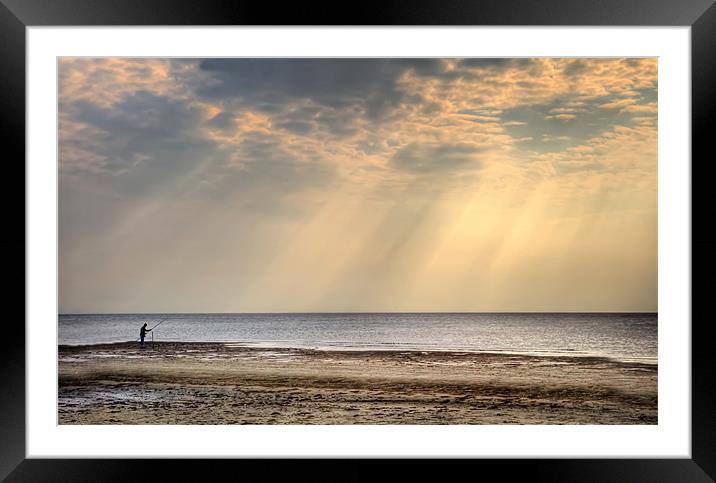 Lone Fisherman Framed Mounted Print by Dave Hayward