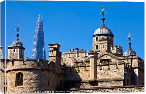 Tower of London and the Shard Canvas Print by Chris Dorney