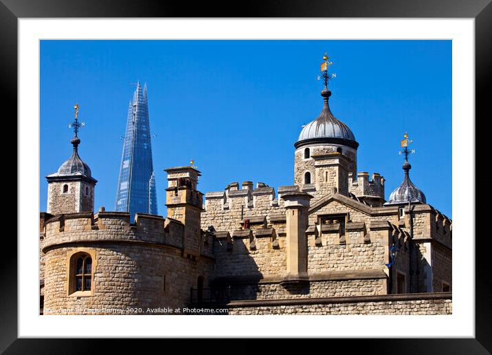 Tower of London and the Shard Framed Mounted Print by Chris Dorney
