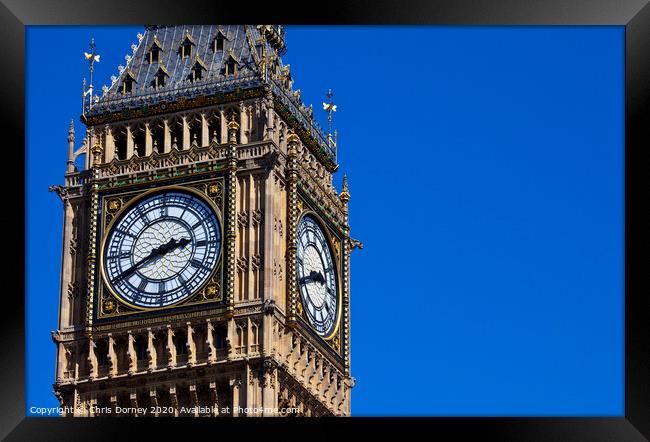 The Clock-Face of Big Ben in London Framed Print by Chris Dorney