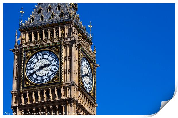 The Clock-Face of Big Ben in London Print by Chris Dorney