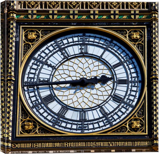 Big Ben Clock Face Detail in London Canvas Print by Chris Dorney