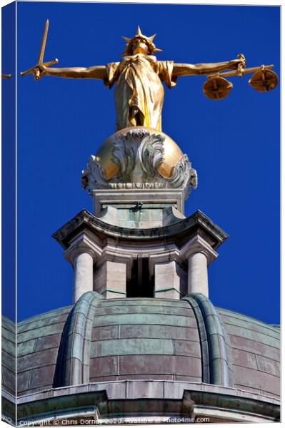 Lady Justice Statue ontop of the Old Bailey in London Canvas Print by Chris Dorney