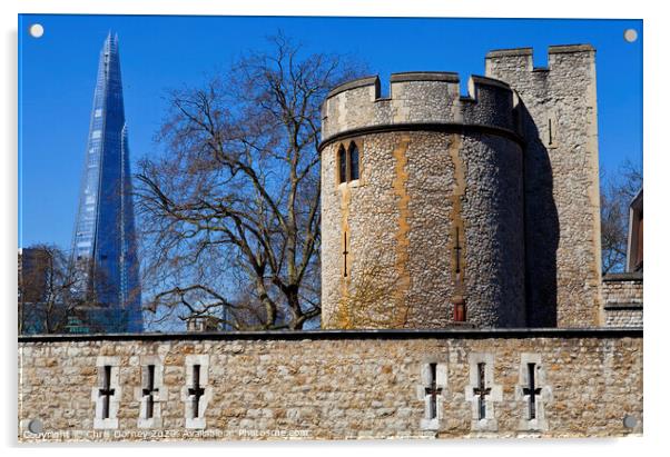 Tower of London and the Shard Acrylic by Chris Dorney
