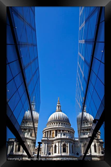 View of St. Paul's Cathedral in London. Framed Print by Chris Dorney