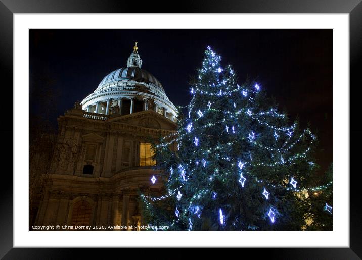 St. Paul's Cathedral at Christmas Framed Mounted Print by Chris Dorney