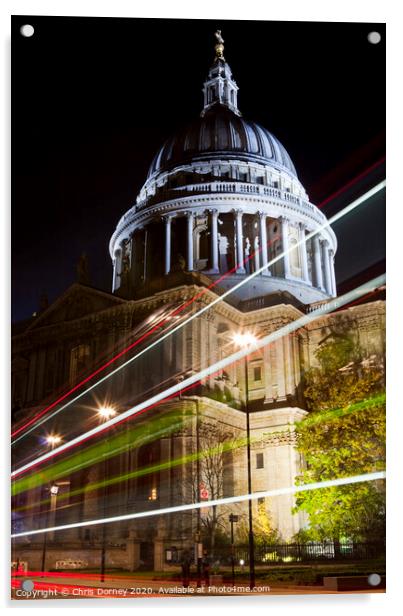 St. Paul's Cathedral and Light Trails in London Acrylic by Chris Dorney