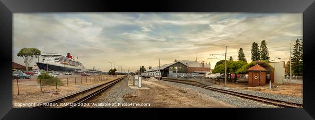 The Fremantle train station and the cruise terminal. Framed Print by RUBEN RAMOS