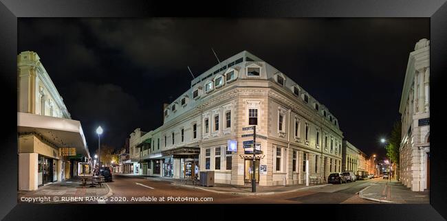 Old buildings at Hight St and Pakenham St in Fremantle. Framed Print by RUBEN RAMOS