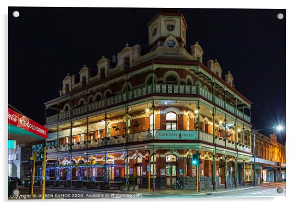 The National Hotel in Fremantle, Australia.  Acrylic by RUBEN RAMOS