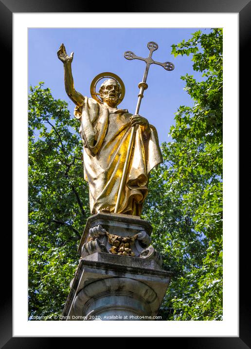 Saint Paul Statue at St. Pauls Cathedral Framed Mounted Print by Chris Dorney