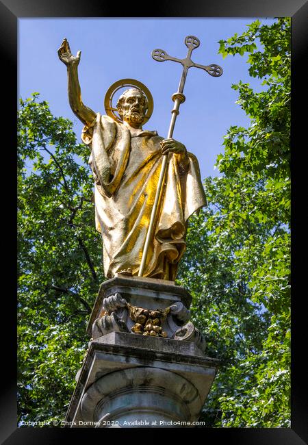 Saint Paul Statue at St. Pauls Cathedral Framed Print by Chris Dorney