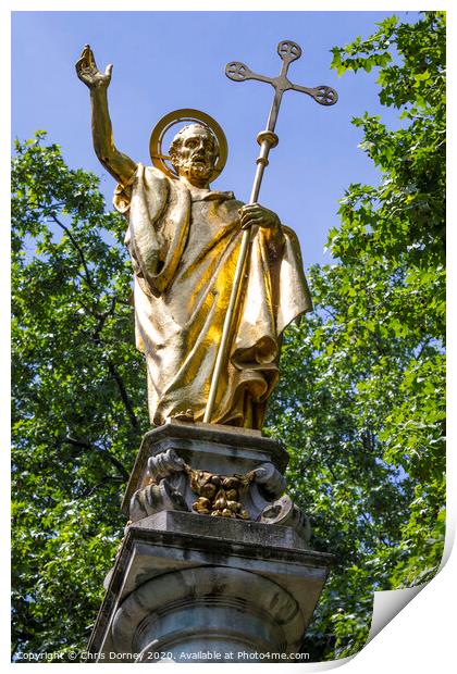 Saint Paul Statue at St. Pauls Cathedral Print by Chris Dorney