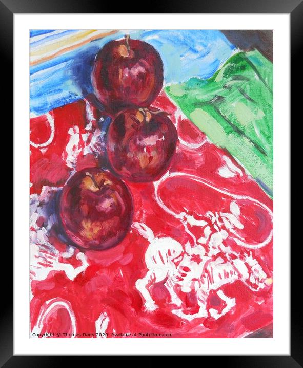 Apple Round-up, Image of Oil Painting Framed Mounted Print by Thomas Dans