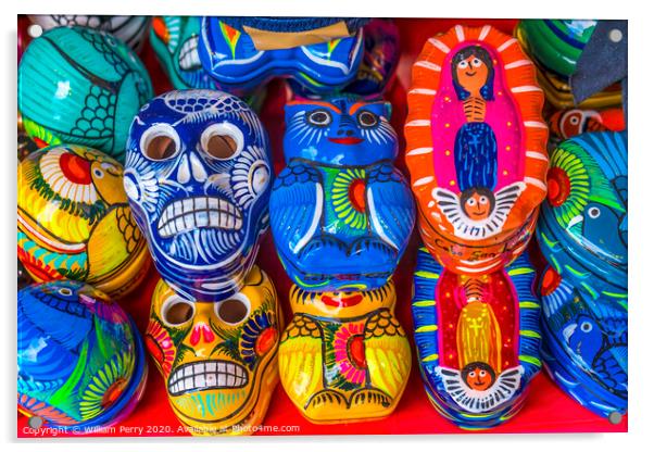 Colorful Mexican Ceramic Boxes Los Cabos Mexico Acrylic by William Perry