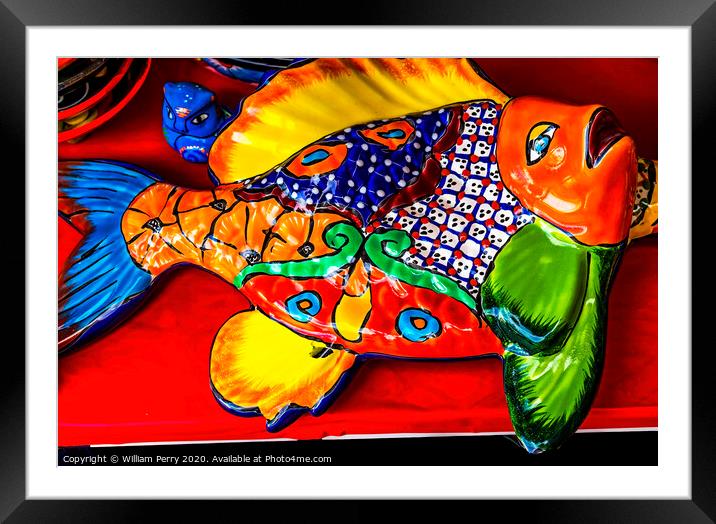 Colorful Mexican Ceramic Fish Los Cabos Mexico Framed Mounted Print by William Perry