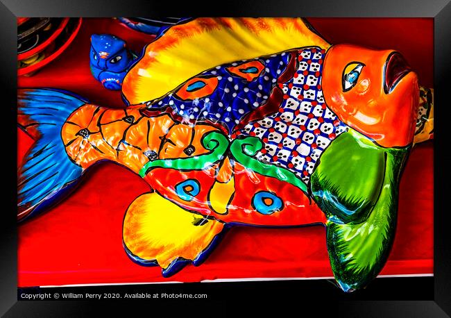 Colorful Mexican Ceramic Fish Los Cabos Mexico Framed Print by William Perry