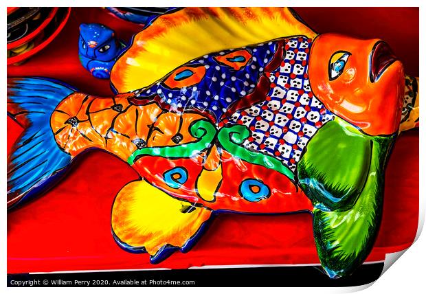 Colorful Mexican Ceramic Fish Los Cabos Mexico Print by William Perry