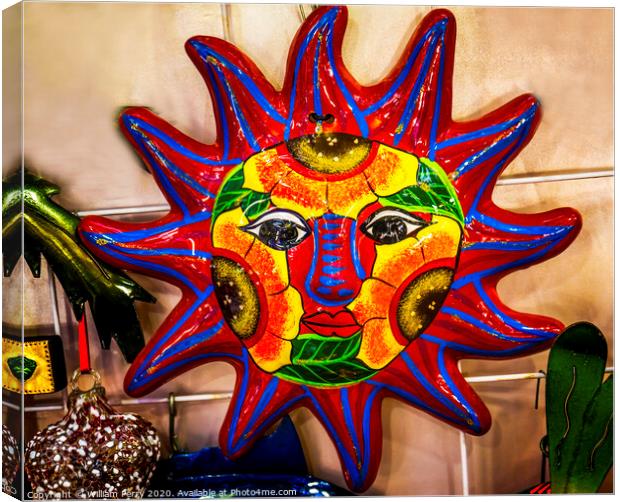 Colorful Mexican Ceramic Sun Los Cabos Mexico Canvas Print by William Perry