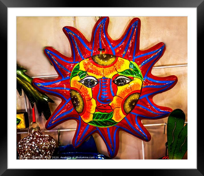 Colorful Mexican Ceramic Sun Los Cabos Mexico Framed Mounted Print by William Perry