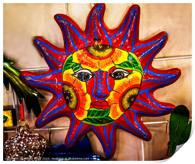 Colorful Mexican Ceramic Sun Los Cabos Mexico Print by William Perry