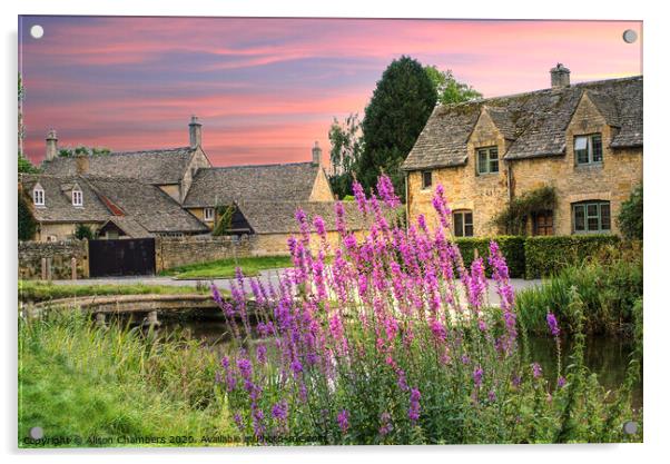 Red Sky at Lower Slaughter  Acrylic by Alison Chambers