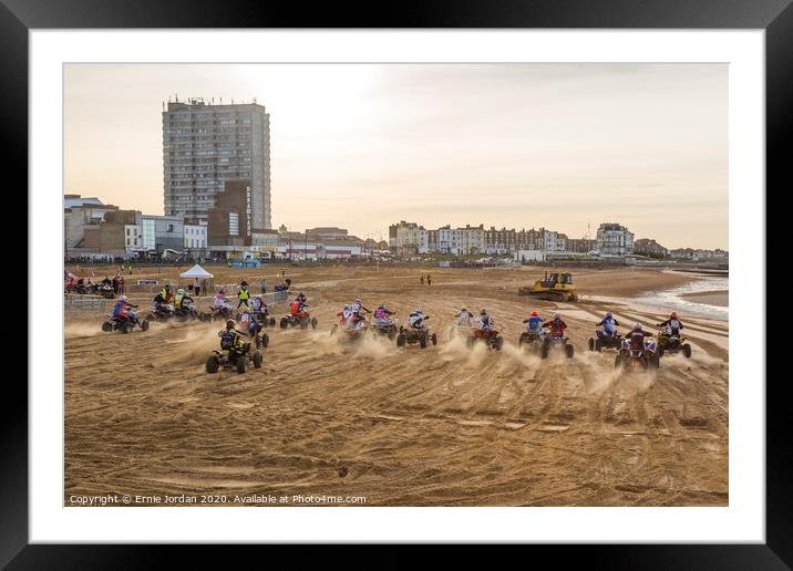 Beach Racing Framed Mounted Print by Ernie Jordan