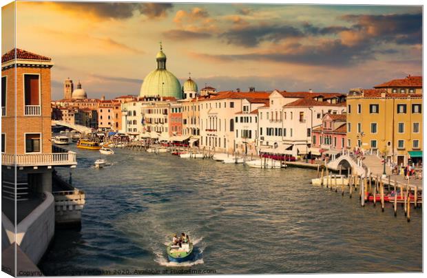 Grand canal in Venice on a sunset, Italy. Canvas Print by Sergey Fedoskin