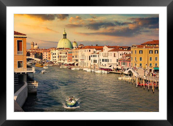 Grand canal in Venice on a sunset, Italy. Framed Mounted Print by Sergey Fedoskin