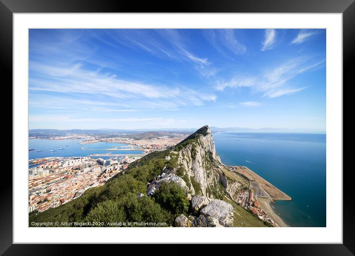 Gibraltar Rock Bay and Town Framed Mounted Print by Artur Bogacki