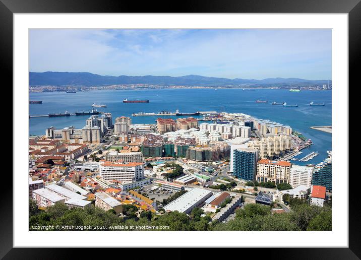 Gibraltar Town and Bay Framed Mounted Print by Artur Bogacki