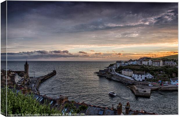  Porthleven Cornwall Sunset,Porthleven harbour Canvas Print by kathy white