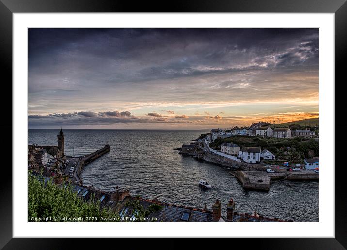 Porthleven Cornwall Sunset,Porthleven harbour Framed Mounted Print by kathy white