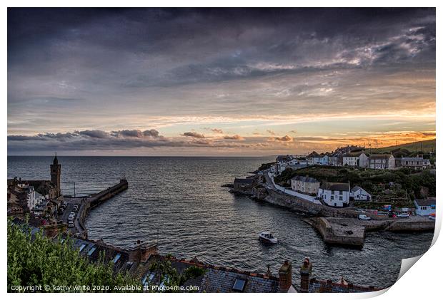  Porthleven Cornwall Sunset,Porthleven harbour Print by kathy white