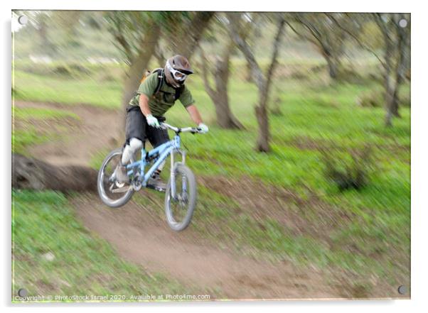 Mountain Bikers  Acrylic by PhotoStock Israel