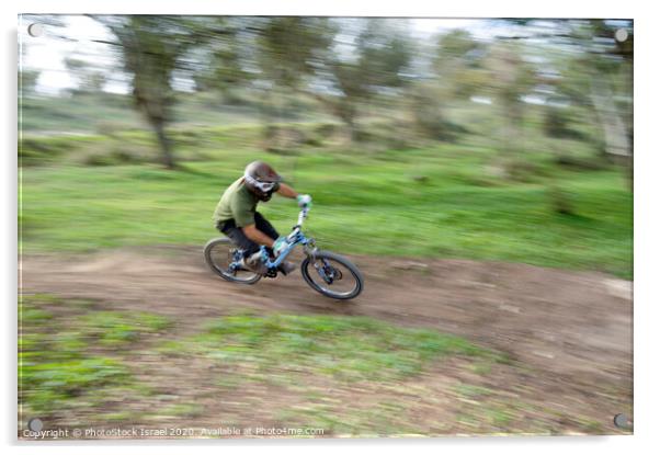 Mountain Bikers  Acrylic by PhotoStock Israel